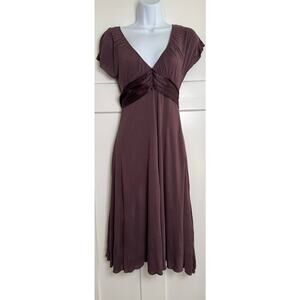 Banana‎ Republic Dark Brown V neck Empire Waist Midi Dress Size SMALL